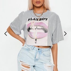 Misguided x Playboy Pink lips Crop💕